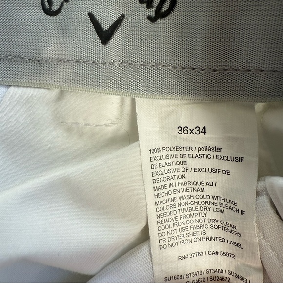 Callaway Golf Performance White Chino Flat Front Trouser Pants Men's 36 X 34 EUC - Picture 8 of 12